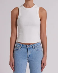Abrand - Heather Icon Long Singlet - White Sand - Womens Fashion
