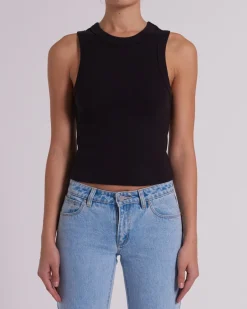 Abrand - Heather Icon Long Singlet - Black - Womens Fashion