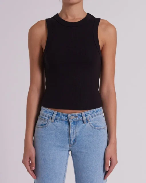 Abrand - Heather Icon Long Singlet - Black - Womens Fashion