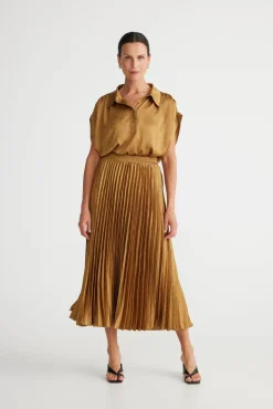 Alias Pleated Skirt | Bronze
