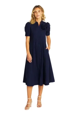 Audrey Rosette Dress | Navy