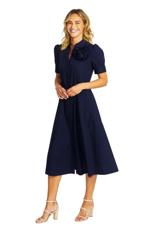 Audrey Rosette Dress | Navy