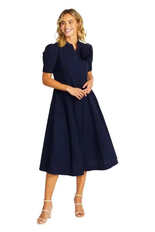 Audrey Rosette Dress | Navy