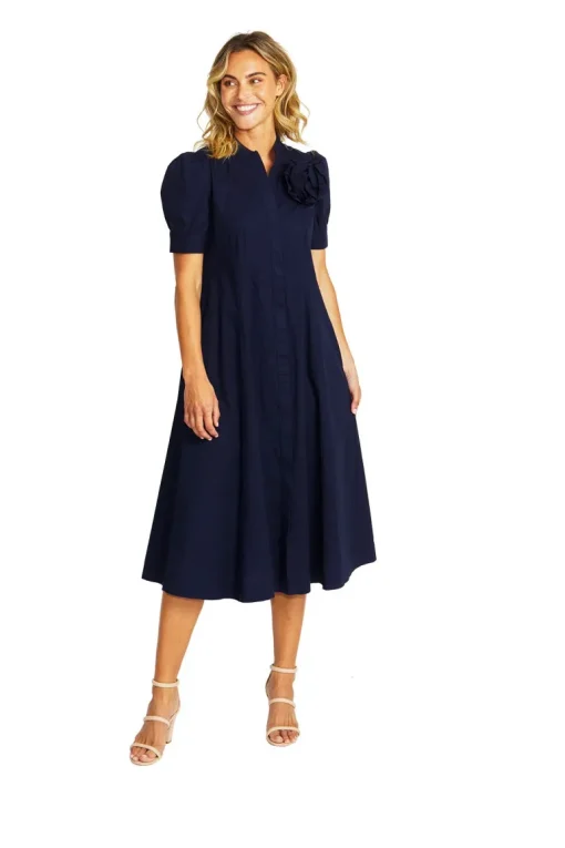 Audrey Rosette Dress | Navy