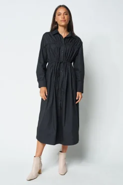 Avalon Drawstring Button-Down Dress
