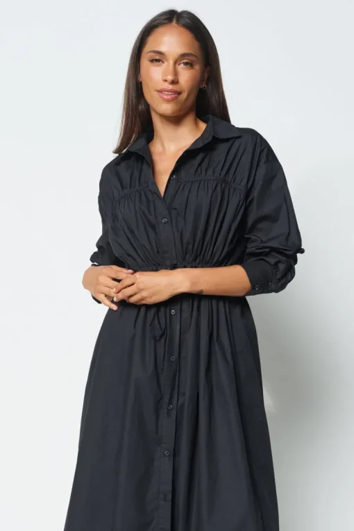 Avalon Drawstring Button-Down Dress