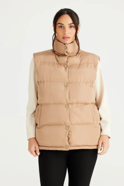 Brave & True - Apres Puffer Vest - Cashew - Womens Fashion