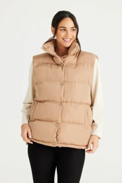 Brave & True - Apres Puffer Vest - Cashew - Womens Fashion