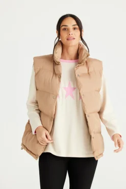 Brave & True - Apres Puffer Vest - Cashew - Womens Fashion