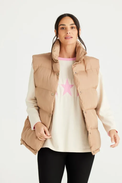 Brave & True - Apres Puffer Vest - Cashew - Womens Fashion