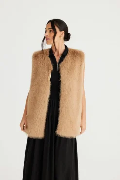 Brave & True - Aspen Fur Vest - Walnut - Womens Fashion