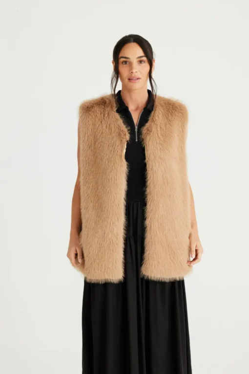 Brave & True - Aspen Fur Vest - Walnut - Womens Fashion