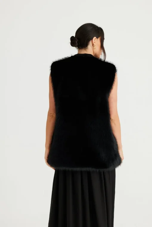 Brave & True - Aspen Fur Vest - Black - Womens Fashion