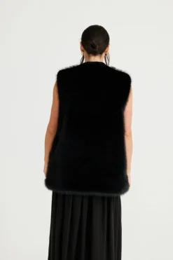 Brave & True - Aspen Fur Vest - Black - Womens Fashion