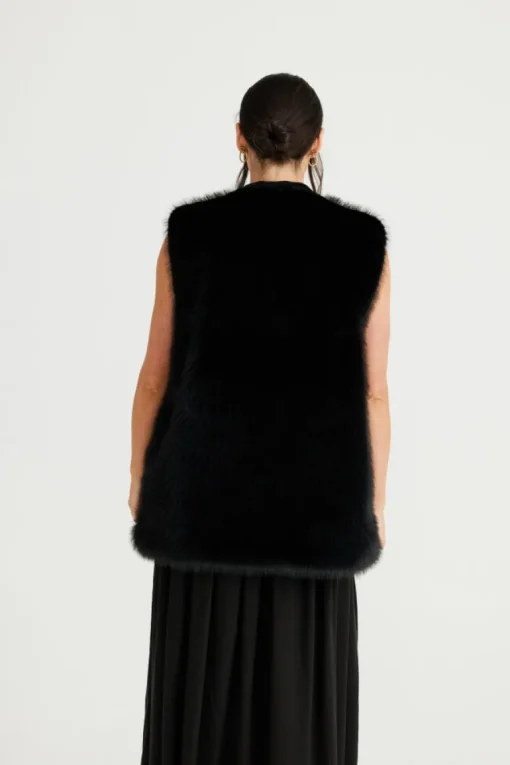 Brave & True - Aspen Fur Vest - Black - Womens Fashion