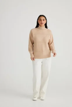 Brave & True - Ellis Knit - Latte - Womens Fashion