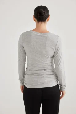 Brave & True - Flight Path Long Sleeve Top - Grey Marle - Womens Fashion