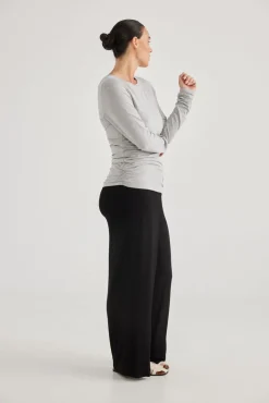 Brave & True - Flight Path Long Sleeve Top - Grey Marle - Womens Fashion