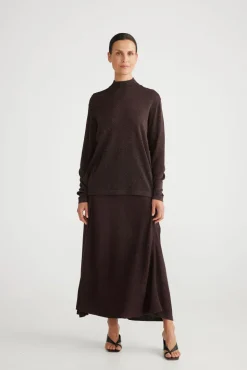 Brave & True - Second Valley Shirt Regina Knit - Dark Cocoa - Womens Clothing