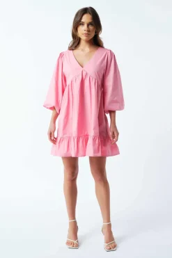 Cecilie Poplin Babydoll Dress | Candy Pink