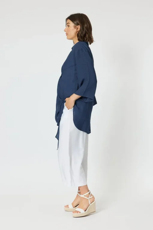 Clarity - Aegean Tie Front Shacket - Navy - Womens Fashion