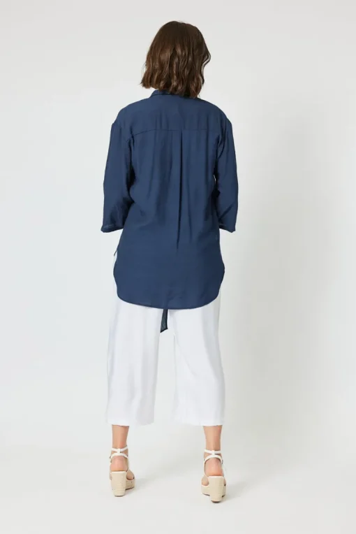 Clarity - Aegean Tie Front Shacket - Navy - Womens Fashion