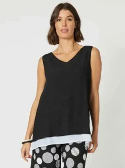 Clarity - Layered Cami - Black/White - Womens Fashion