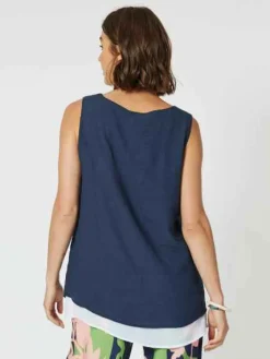 Clarity - Layered Cami - Navy/White - Womens Fashion