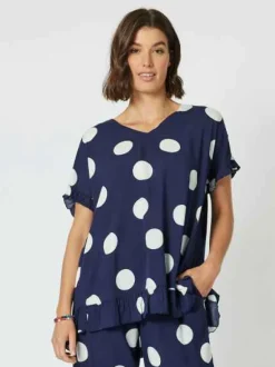 Clarity - Spot The Top - Navy - Womens Fashion