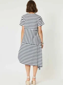 Clarity - Vice Versa Spliced Dress - Navy/White - Womens Fashion