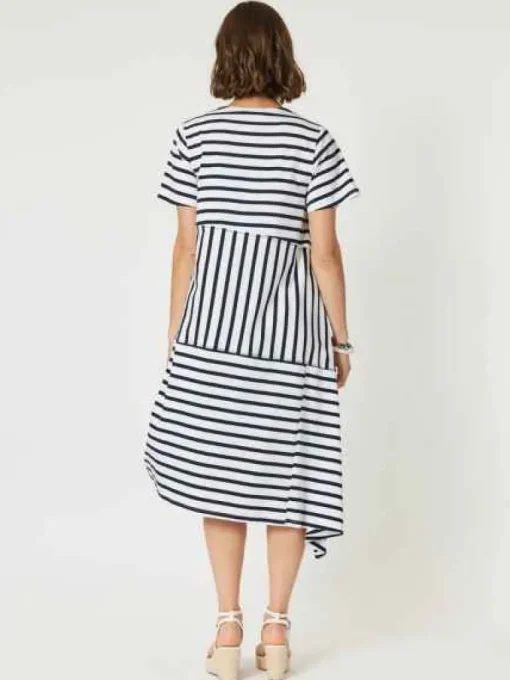 Clarity - Vice Versa Spliced Dress - Navy/White - Womens Fashion
