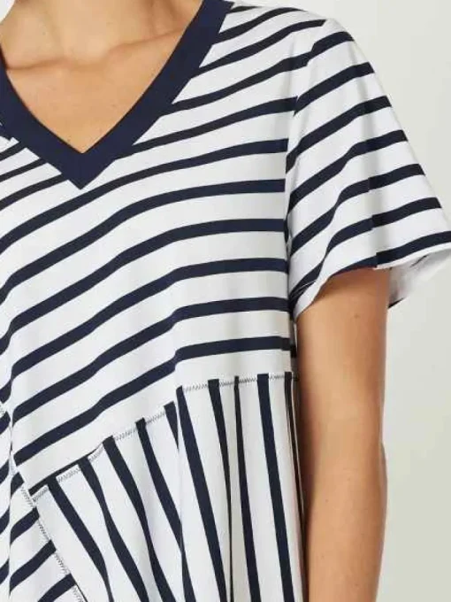 Clarity - Vice Versa Spliced Dress - Navy/White - Womens Fashion