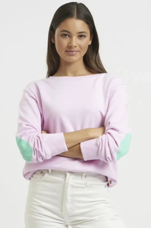Classic Cotton Sweatshirt | Powder Pink/Apple Green