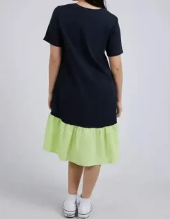 Elle V Neck Dress | Navy Lime