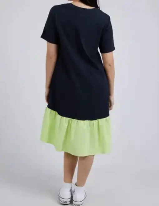 Elle V Neck Dress | Navy Lime