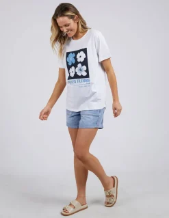 Elm - Belle Fleurs Tee - White - Womens Fashion