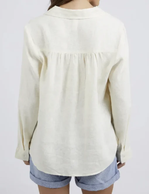 Elm - Blair Open Neck Shirt - Toasted Coconut - Womens Fashion