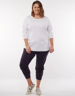Elm - Fundamental Rib L/S Tee - White - Womens Fashion