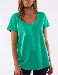 Elm - Fundamental Vee Tee - Stripe - Womens Fashion
