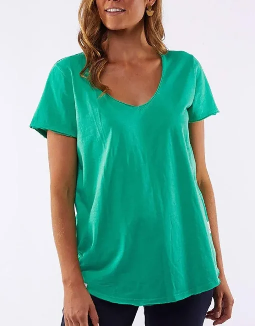 Elm - Fundamental Vee Tee - Stripe - Womens Fashion