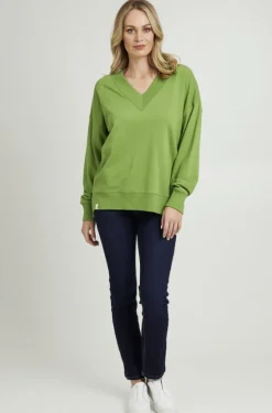 Elm - Misty Vee Fleece - Lime - Womens Fashion