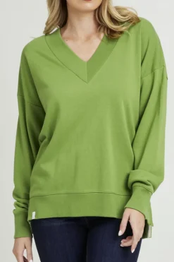 Elm - Misty Vee Fleece - Lime - Womens Fashion