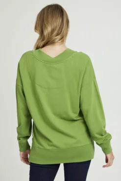 Elm - Misty Vee Fleece - Lime - Womens Fashion