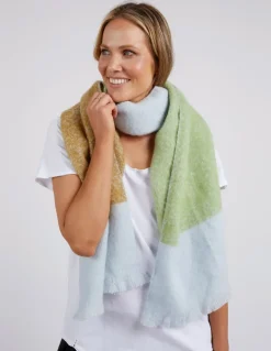 Elm - Pasture Scarf Green, Grey & Cream - Womens Fashion