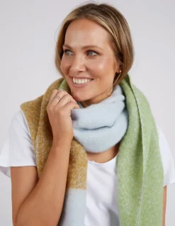 Elm - Pasture Scarf Green, Grey & Cream - Womens Fashion