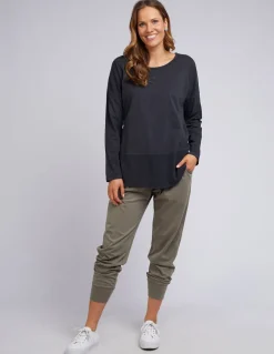 Elm - Rib Long Sleeve - Navy - Womens Fashion