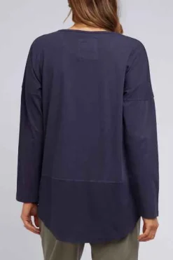 Elm - Rib Long Sleeve - Navy - Womens Fashion