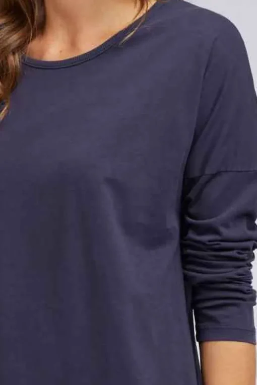 Elm - Rib Long Sleeve - Navy - Womens Fashion