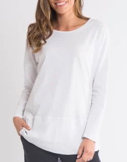 Elm - Rib Long Sleeve - White - Womens Fashion-
