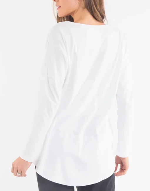 Elm - Rib Long Sleeve - White - Womens Fashion-
